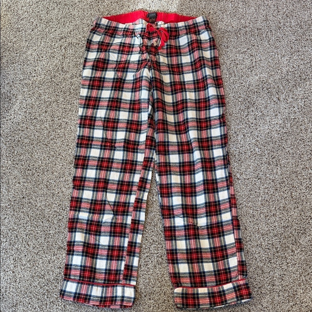 J. Crew 100% Cotton Red and Blue Plaid Pajama Pants, Small, Like New